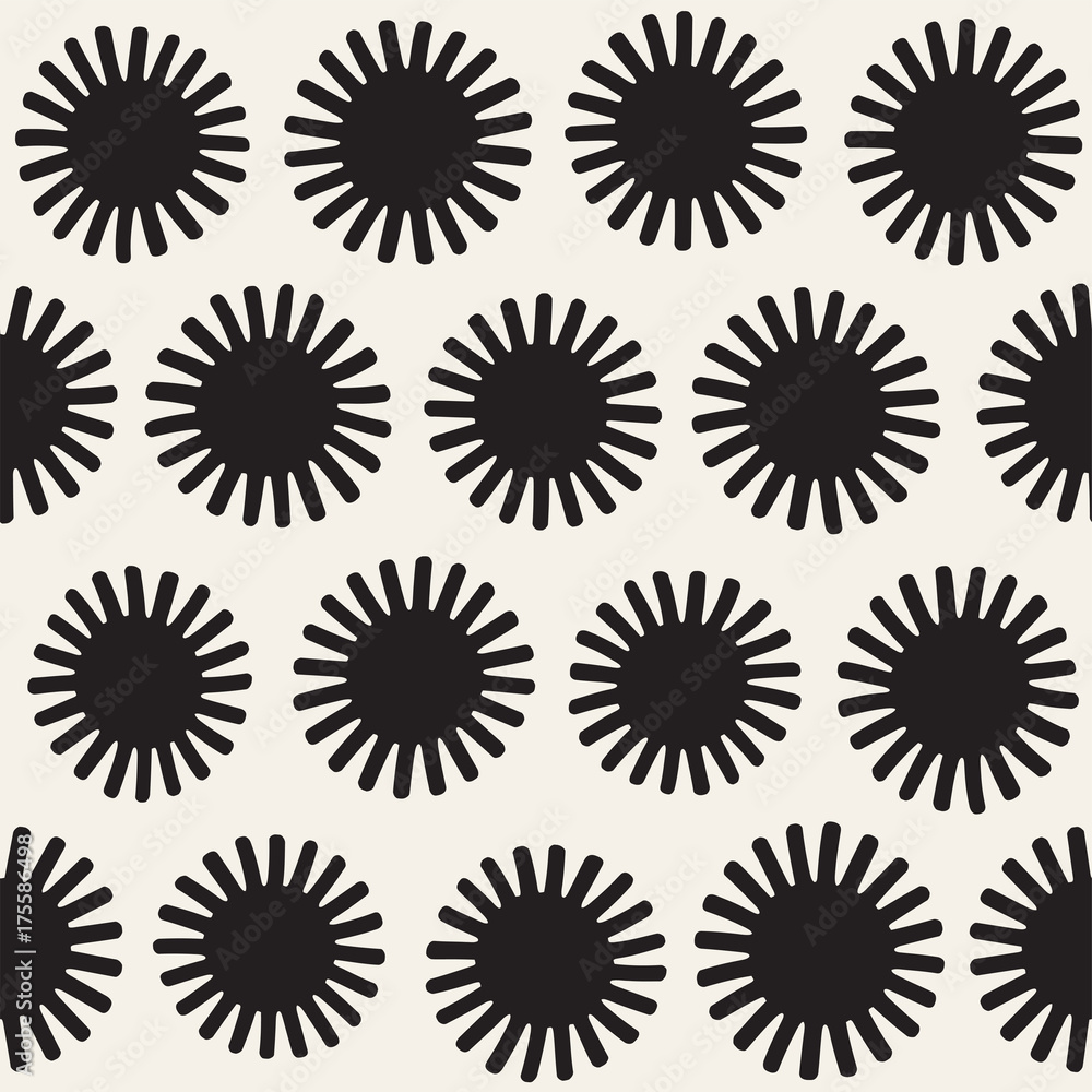 Vector seamless sunburst shapes freehand pattern. Abstract background with round brush strokes. Hand drawn texture Vector seamless sunburst shapes freehand pattern. Abstract background with round brush strokes. Hand drawn texture