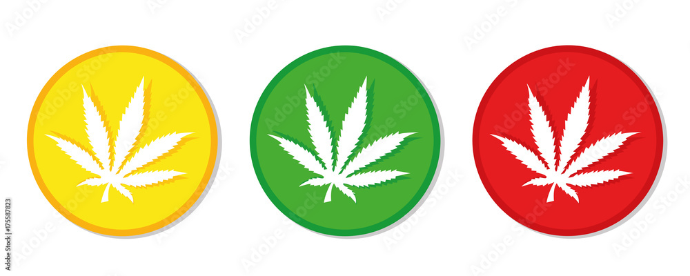cannabis icons 3er Set rot gelb grün cannabis icons 3er Set rot gelb grün