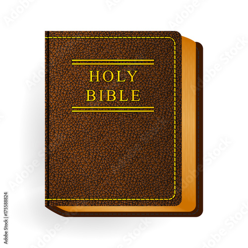 Holy Bible. Vector Vintage Leather Brown Book