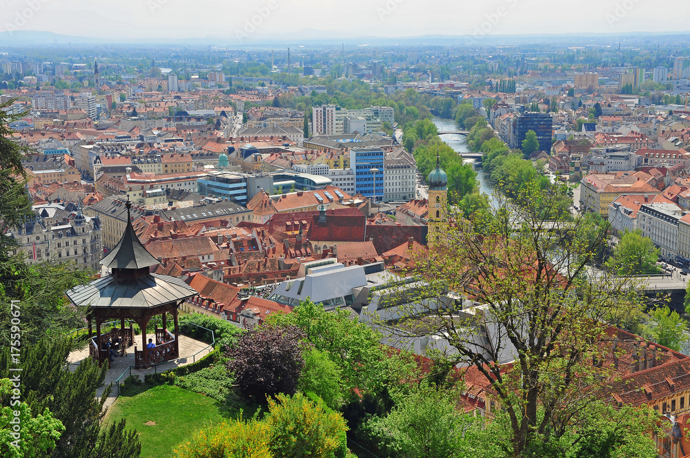 Top view of Graz city center