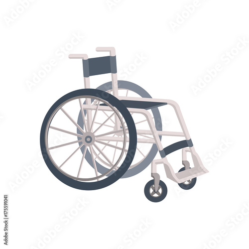 Lightweight metal wheelchair, flat cartoon style vector illustration isolated on white background. Flat cartoon style wheelchair, isolated vector illustration