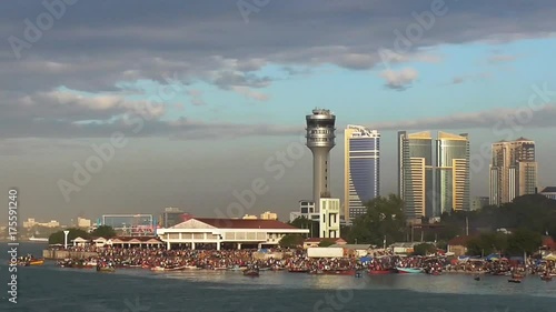 landscape of dar es salaam from the shuttle boat to zanzibar