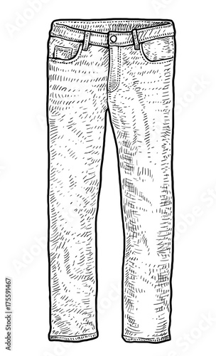 Jean illustration, drawing, engraving, ink, line art, vector