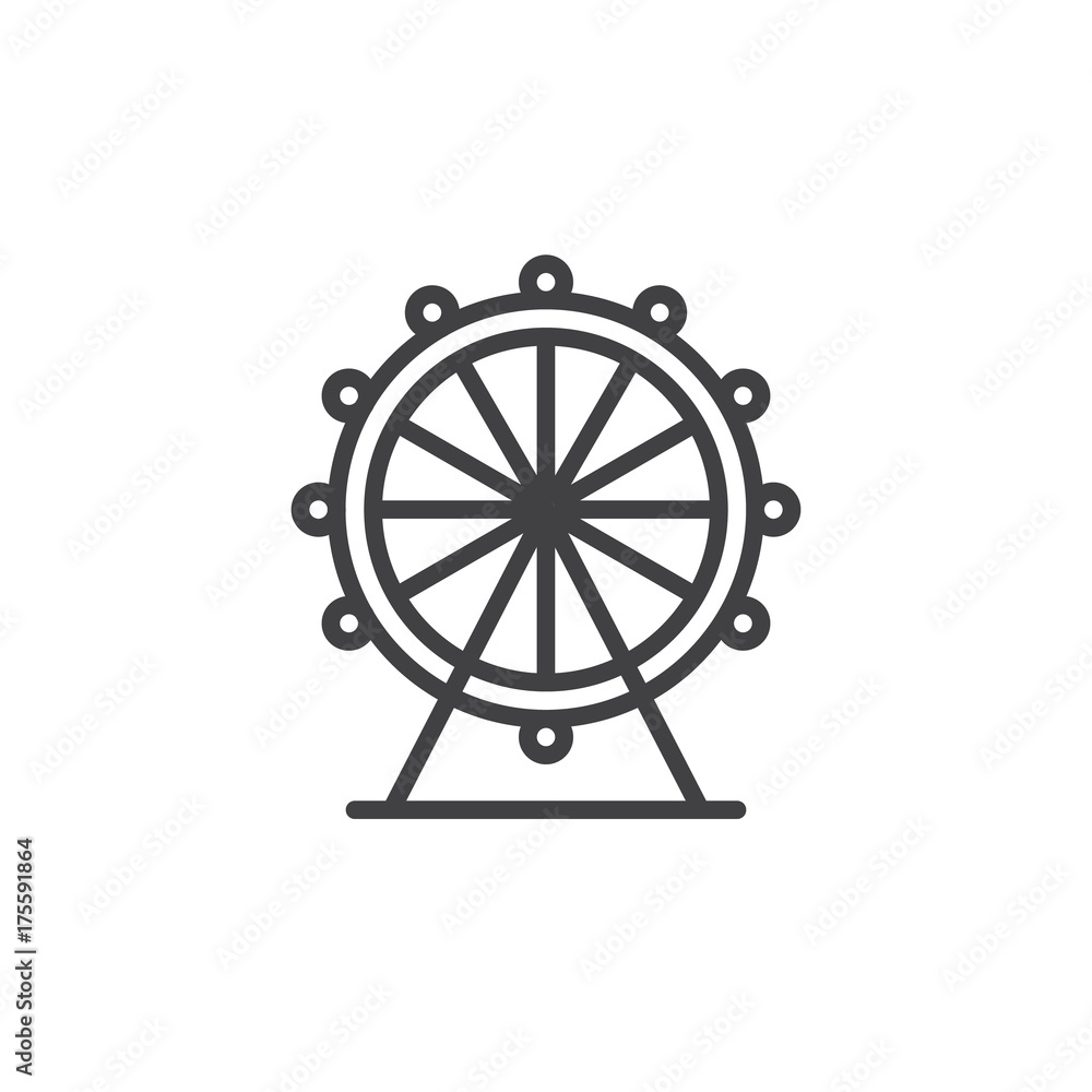 Obraz premium Ferris wheel line icon, outline vector sign, linear style pictogram isolated on white. Symbol, logo illustration. Editable stroke