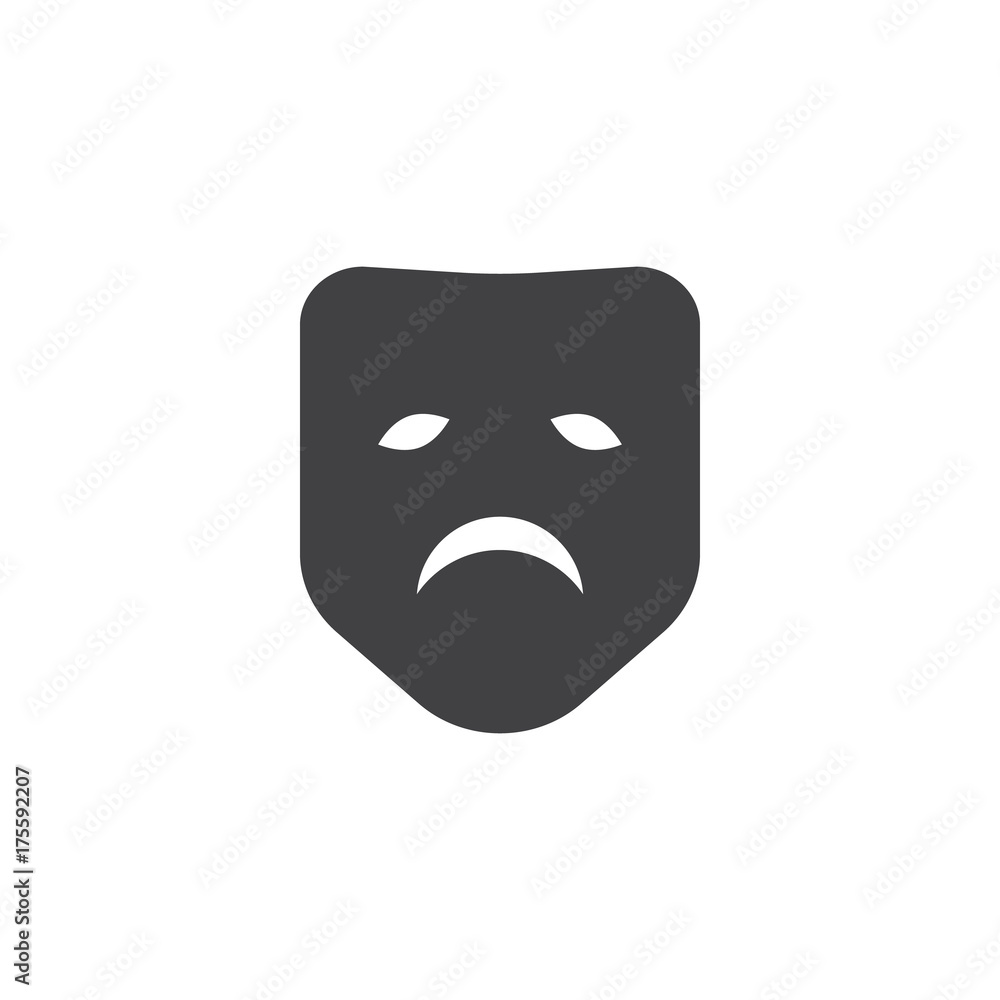 Sad mask icon vector, filled flat sign, solid pictogram isolated on white. Symbol, logo illustration. Sad mask icon vector, filled flat sign, solid pictogram isolated on white. Symbol, logo illustration.