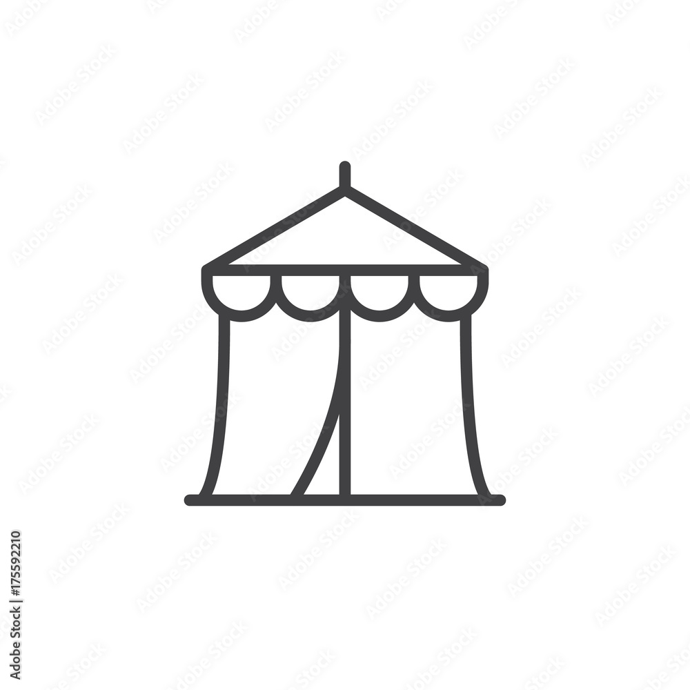 Circus tent line icon, outline vector sign, linear style pictogram isolated on white. Symbol, logo illustration. Editable stroke