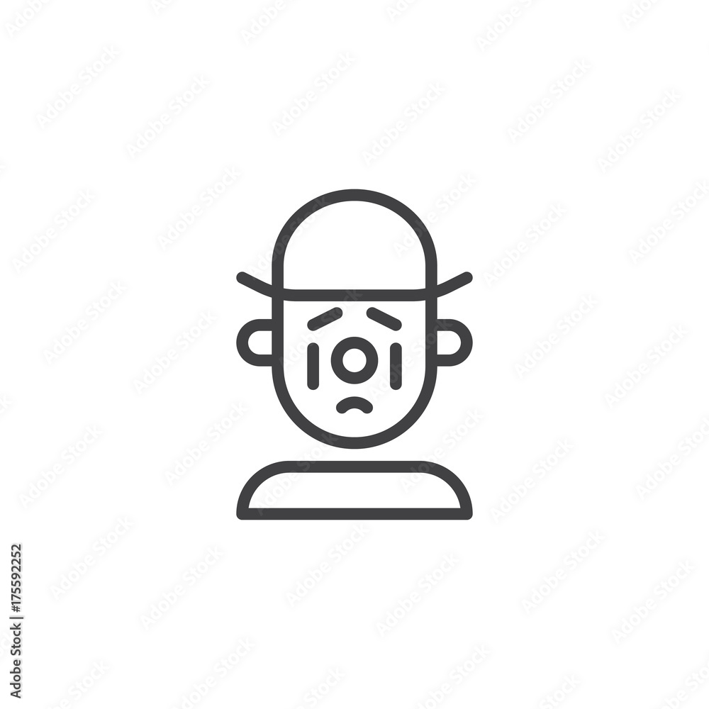 Sad clown line icon, outline vector sign, linear style pictogram isolated on white. Symbol, logo illustration. Editable stroke Sad clown line icon, outline vector sign, linear style pictogram isolated on white. Symbol, logo illustration. Editable stroke