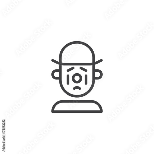 Sad clown line icon, outline vector sign, linear style pictogram isolated on white. Symbol, logo illustration. Editable stroke