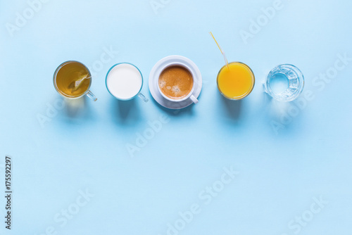 Fototapeta Naklejka Na Ścianę i Meble -  Group Useful Colorful Beverages Coffee Milk Tea