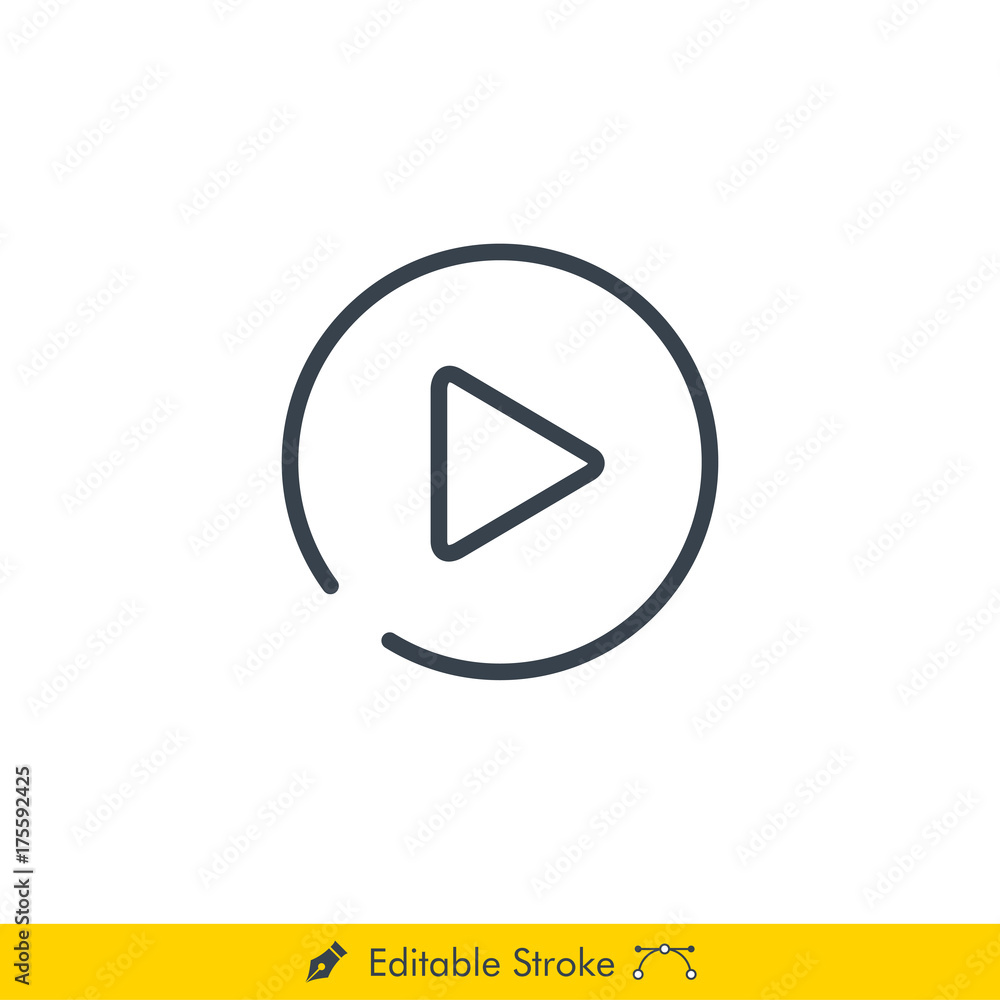 Media Player Icon / Vector - In Line / Stroke Design with Editable Stroke Media Player Icon / Vector - In Line / Stroke Design with Editable Stroke