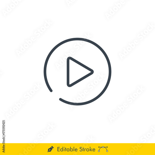 Media Player Icon / Vector - In Line / Stroke Design with Editable Stroke