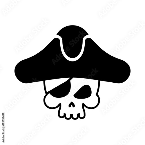 Pirate skull logo. head of skeleton and sabers. pirate symbol. Vector illustration
