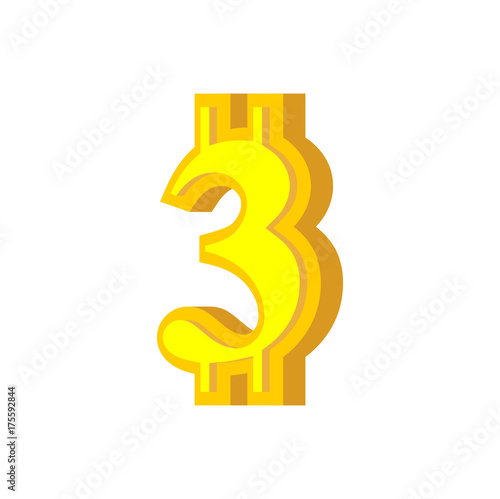 3 numeral bitcoin font. three numeric Crypto currency alphabet. Lettering virtual money. Vector illustration