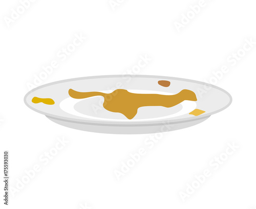 Dirty plates isolated. unclean dishes. Vector illustration