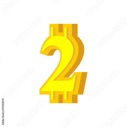 2 numeral bitcoin font. Two numeric Crypto currency alphabet. Lettering virtual money. Vector illustration