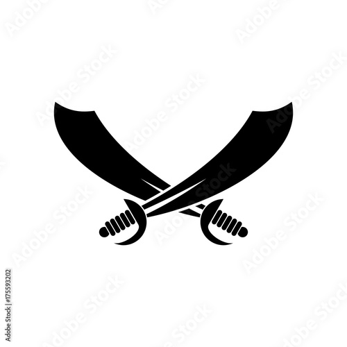 Sabers crossed. Pirate sword sign isolated. Vector illustration