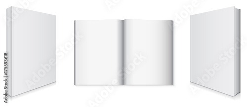 Front and Back Book Covers and Blank Pages Vector Illustration