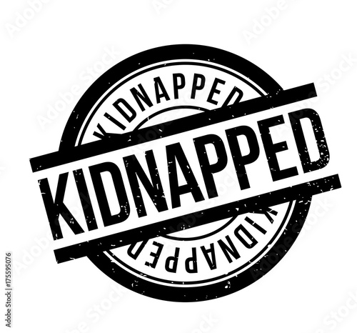 Kidnapped rubber stamp. Grunge design with dust scratches. Effects can be easily removed for a clean, crisp look. Color is easily changed.