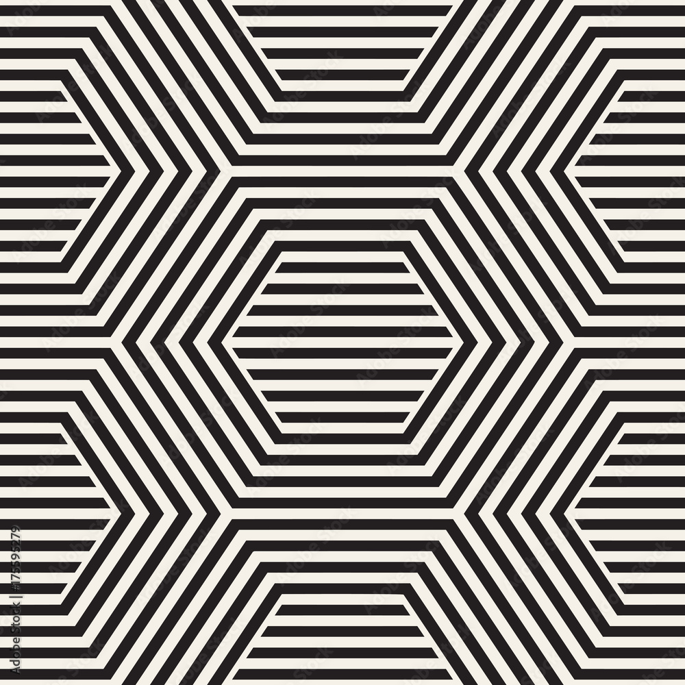 Vector Seamless Pattern. Repeating Lattice Abstract Background. Linear Grid From Striped Hexagonal Elements. Vector Seamless Pattern. Repeating Lattice Abstract Background. Linear Grid From Striped Hexagonal Elements.
