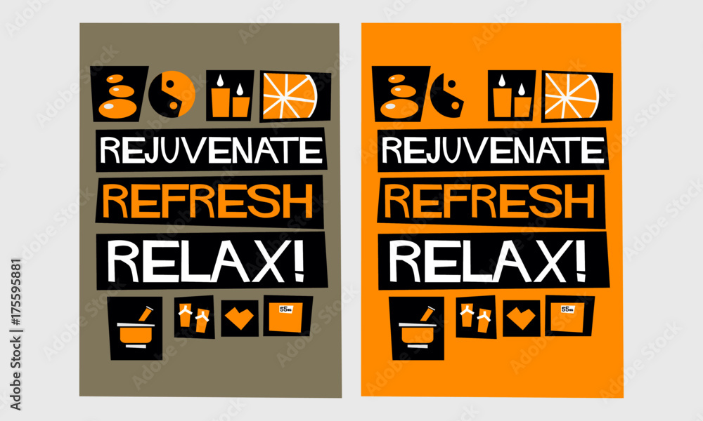 REJUVENATE REFRESH RELAX (Flat Style Vector Illustration Spa Quote Poster Design) Text Box Template REJUVENATE REFRESH RELAX (Flat Style Vector Illustration Spa Quote Poster Design) Text Box Template
