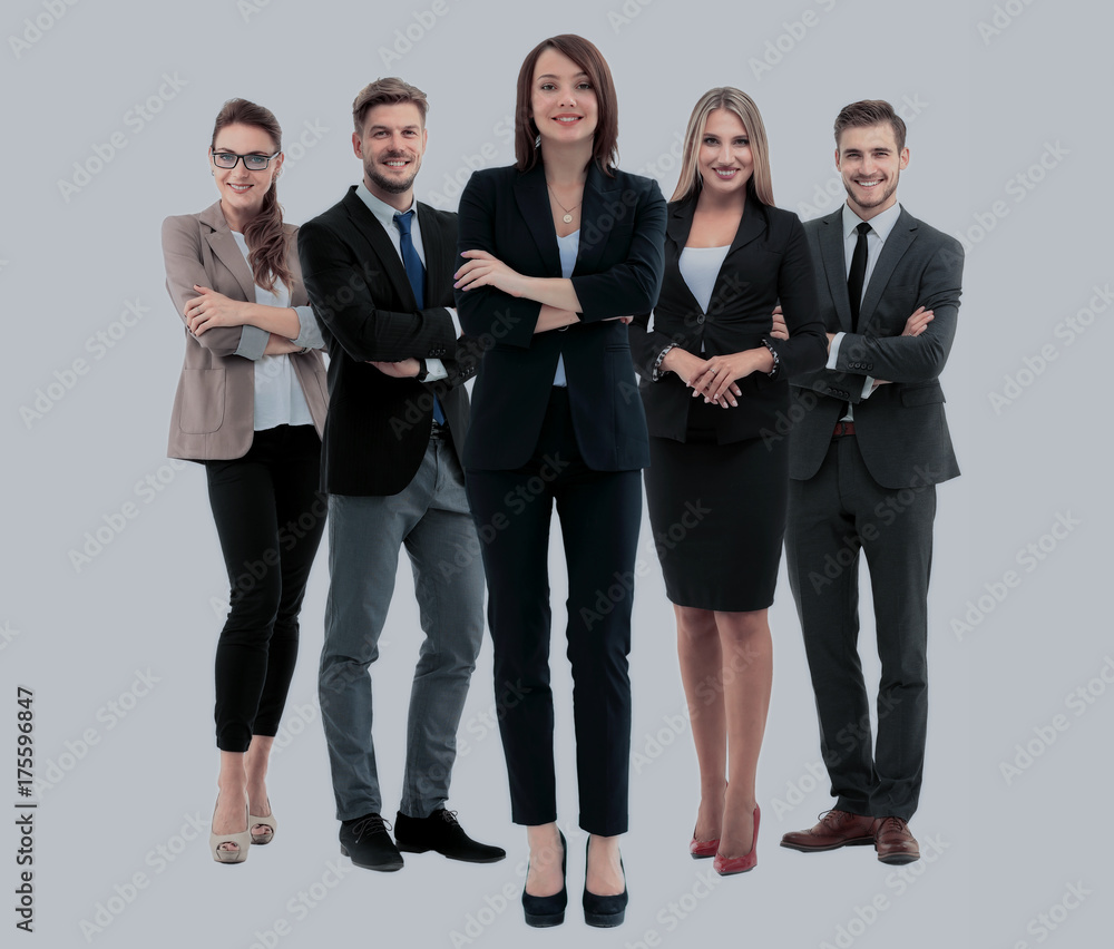 Obraz premium Group of smiling business people. Isolated over white background