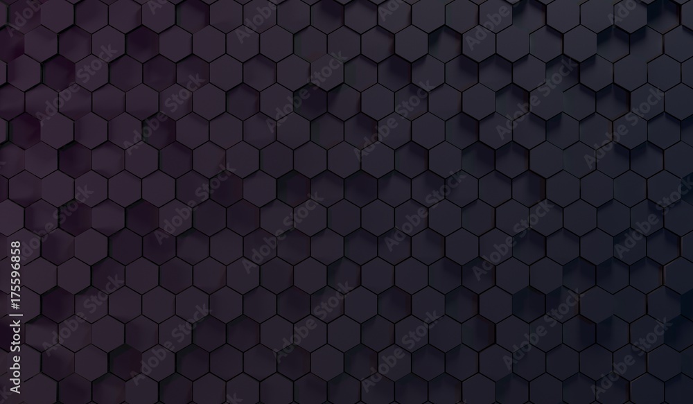 3D Rendering Of Dark Hexagons Background 3D Rendering Of Dark Hexagons Background