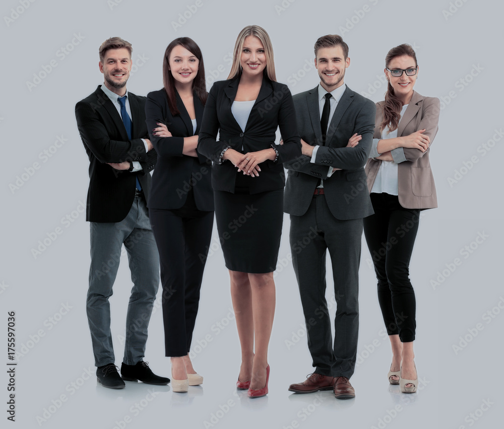 Obraz premium Group of smiling business people. Isolated over white background