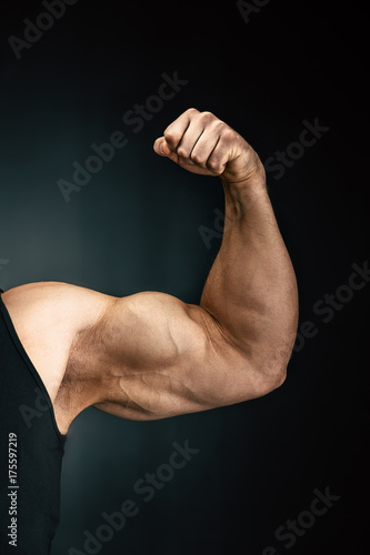 strong man showing muscles