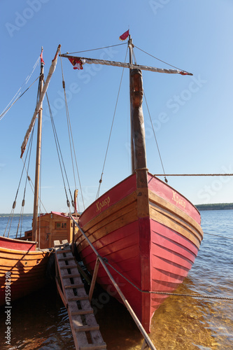 Traditional old wooden sailing boat Russian
