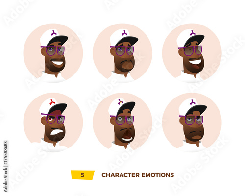 Characters avatars emotion in the circle. 