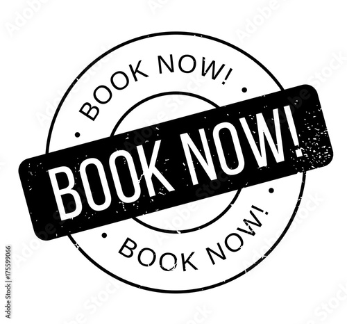 Book Now rubber stamp. Grunge design with dust scratches. Effects can be easily removed for a clean, crisp look. Color is easily changed.