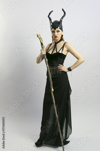 Heroes of the fairy tale Maleficent Parody of the Malyfisent in photo studio