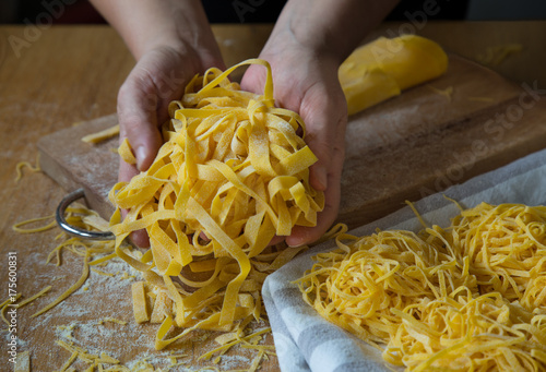 Homemade italian pasta tagliatelle photo
