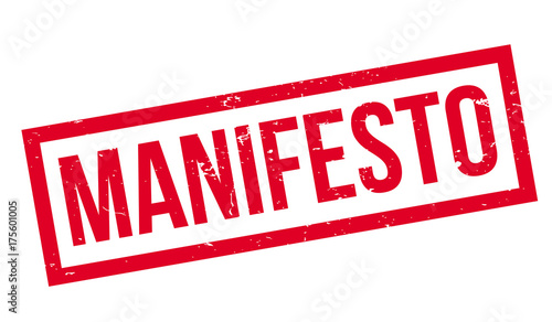 Manifesto rubber stamp. Grunge design with dust scratches. Effects can be easily removed for a clean, crisp look. Color is easily changed.