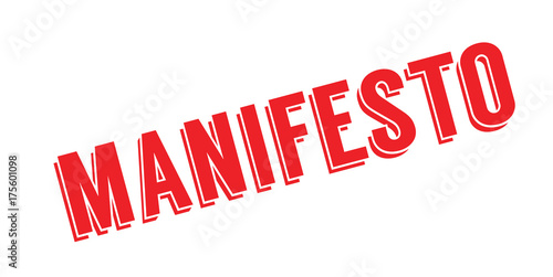Manifesto rubber stamp. Grunge design with dust scratches. Effects can be easily removed for a clean, crisp look. Color is easily changed.