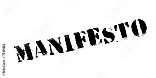 Manifesto rubber stamp. Grunge design with dust scratches. Effects can be easily removed for a clean, crisp look. Color is easily changed.