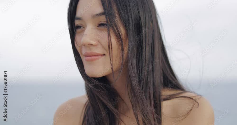 Close up of smiling young brunette woman Close up of smiling young brunette woman