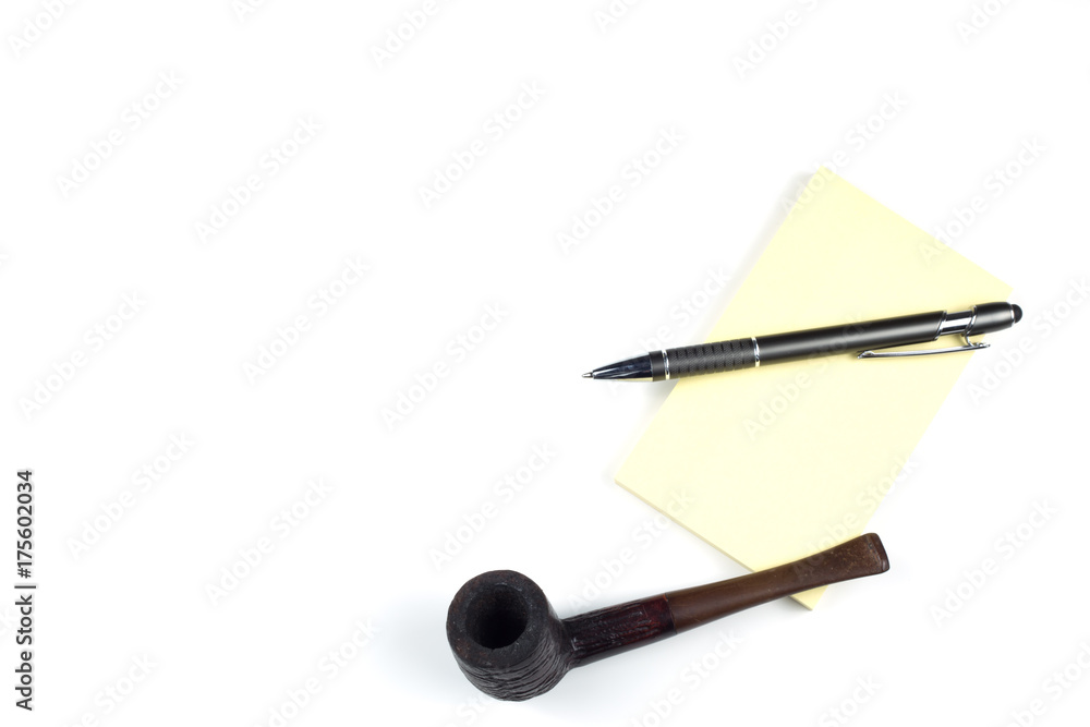 Smoking pipe with notepad Smoking pipe with notepad