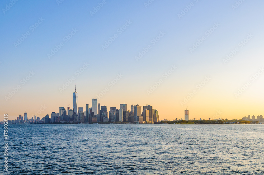 The first light over  Lower Manhattan, NYC, USA