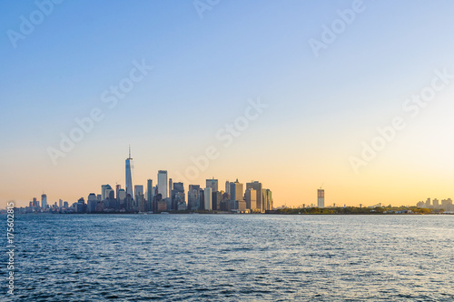 The first light over Lower Manhattan, NYC, USA