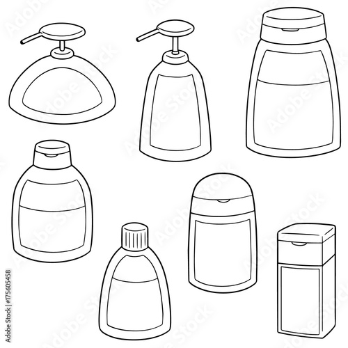 vector set of shampoo and liquid soap bottle
