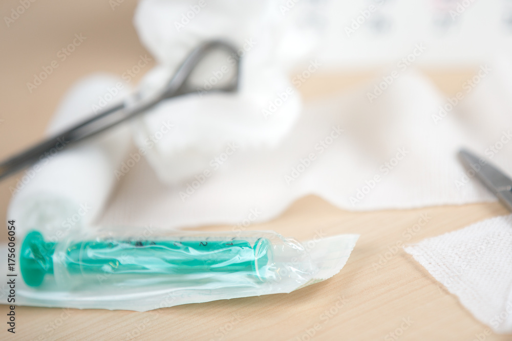 Medical instruments, syringes, bandages, clamps, Medical instruments, syringes, bandages, clamps,