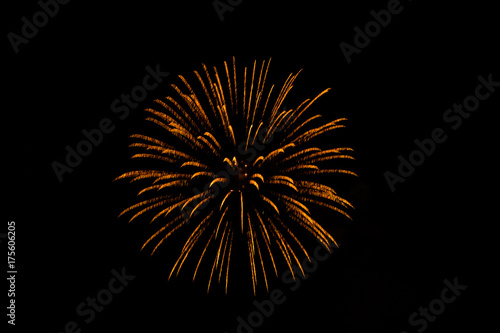 Nice colorful Fireworks in the black sky main color is red tone