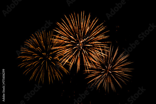 Fotografie, Obraz Nice colorful  Fireworks in the black sky main color is red tone