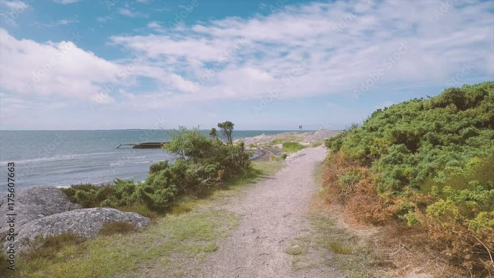 Nature scene pov walking by the sea, Sweden.