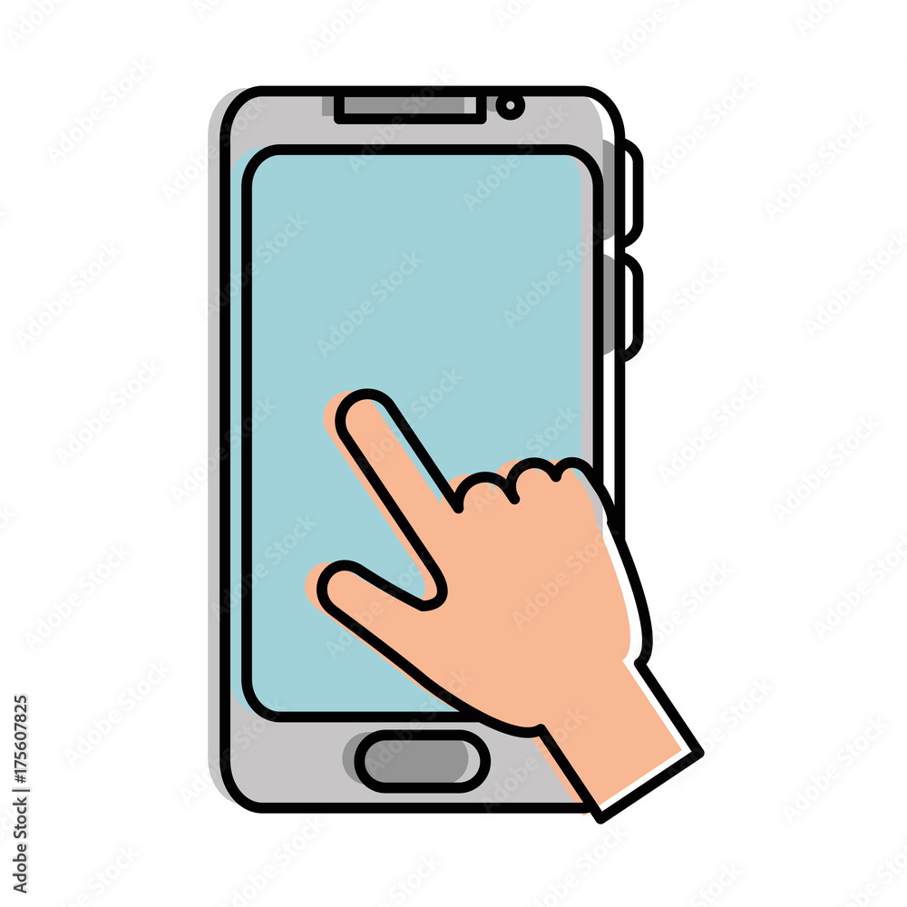 hand user with smartphone isolated icon hand user with smartphone isolated icon