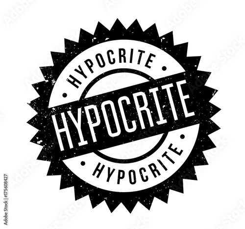 Hypocrite rubber stamp. Grunge design with dust scratches. Effects can be easily removed for a clean, crisp look. Color is easily changed.