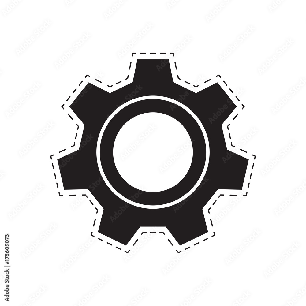 gear wheel. black gear with a dotted line. abstract geometric detail. white background. vector illustration.