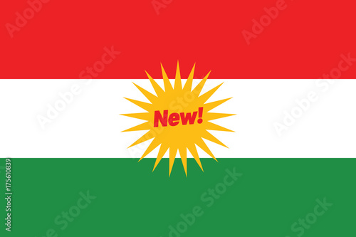 Bild auf Leinwand Digital illustration of Kurdistan flag with a retail New icon.