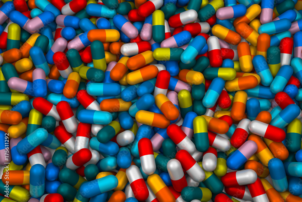 A lot of multicolored pills A lot of multicolored pills